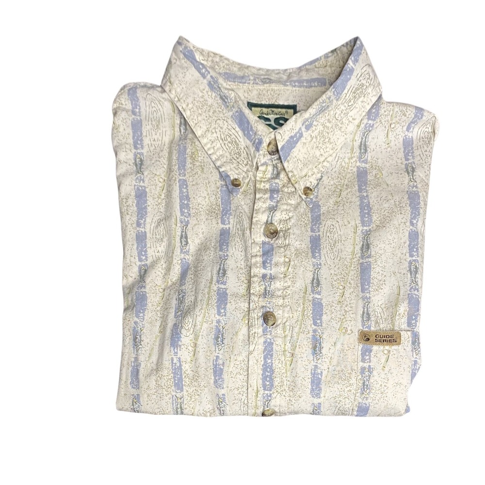 Gander Mountain Guide‎ Series SZ XLT Button Shirt Short Sleeve Geometric Beige